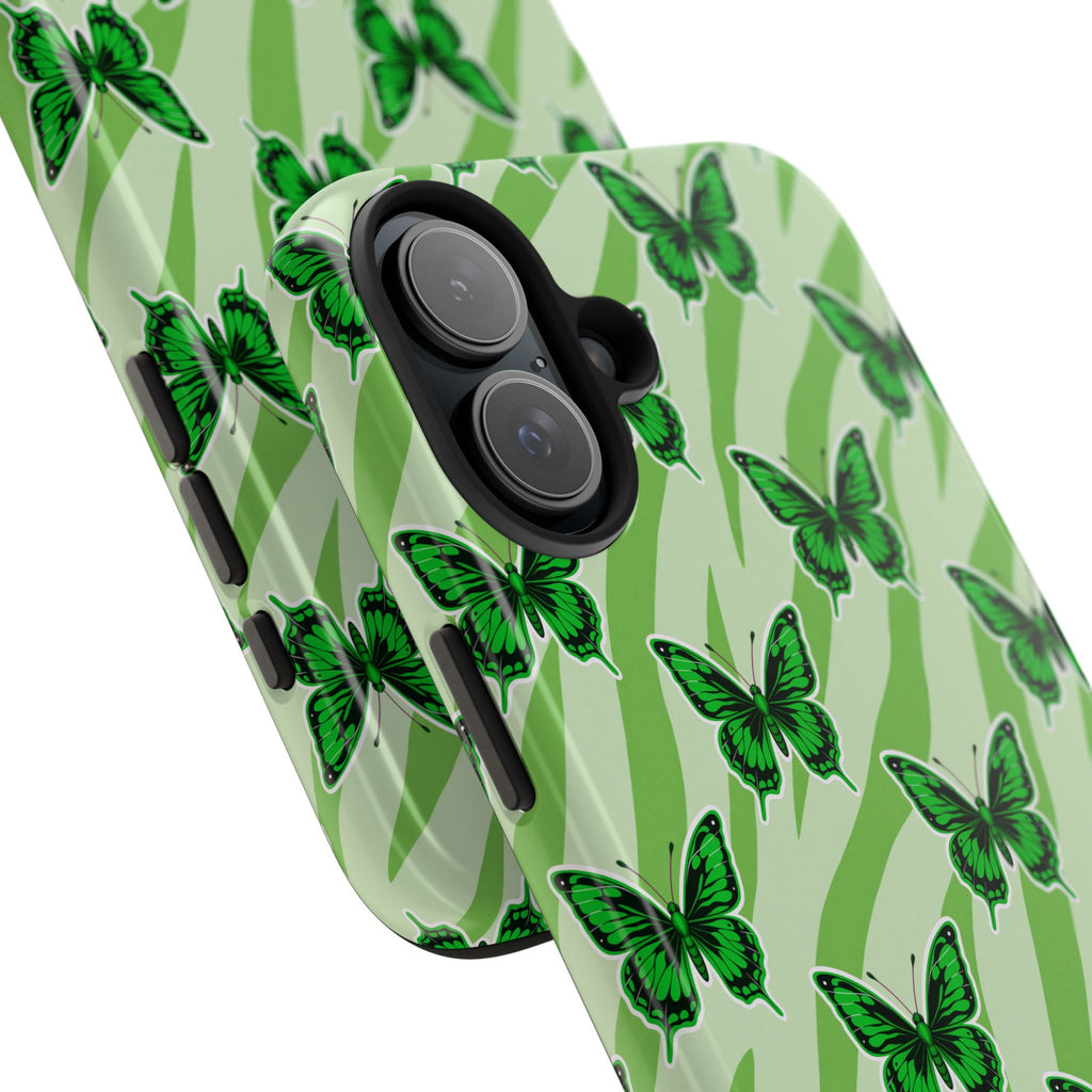 Green Butterfly and Zebra —Tough Phone Case
