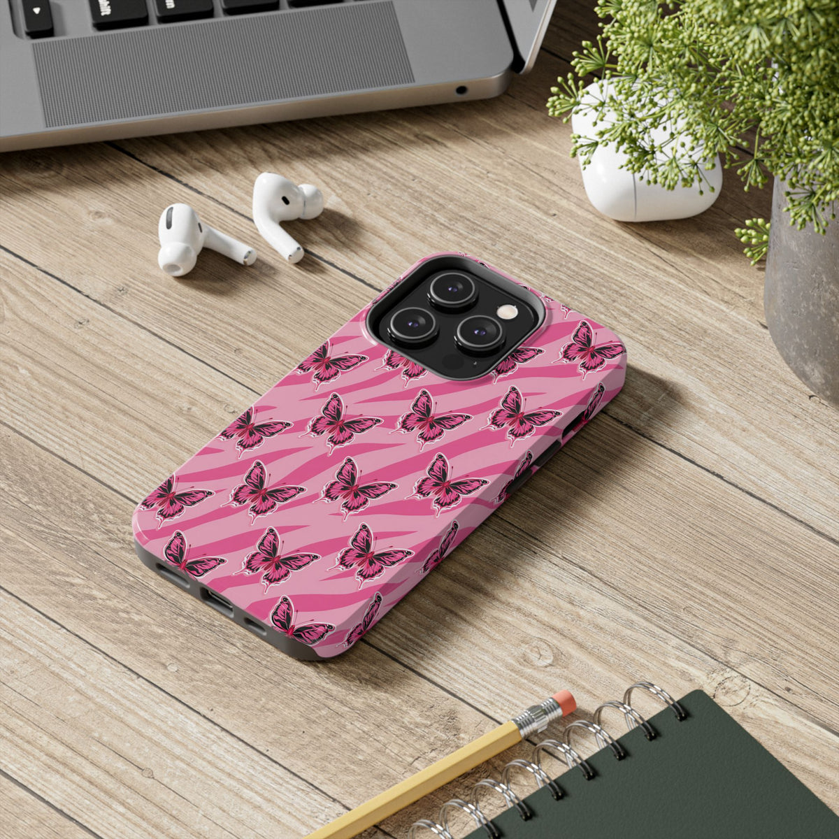 Pink Butterfly and Zebra— Tough Phone Case