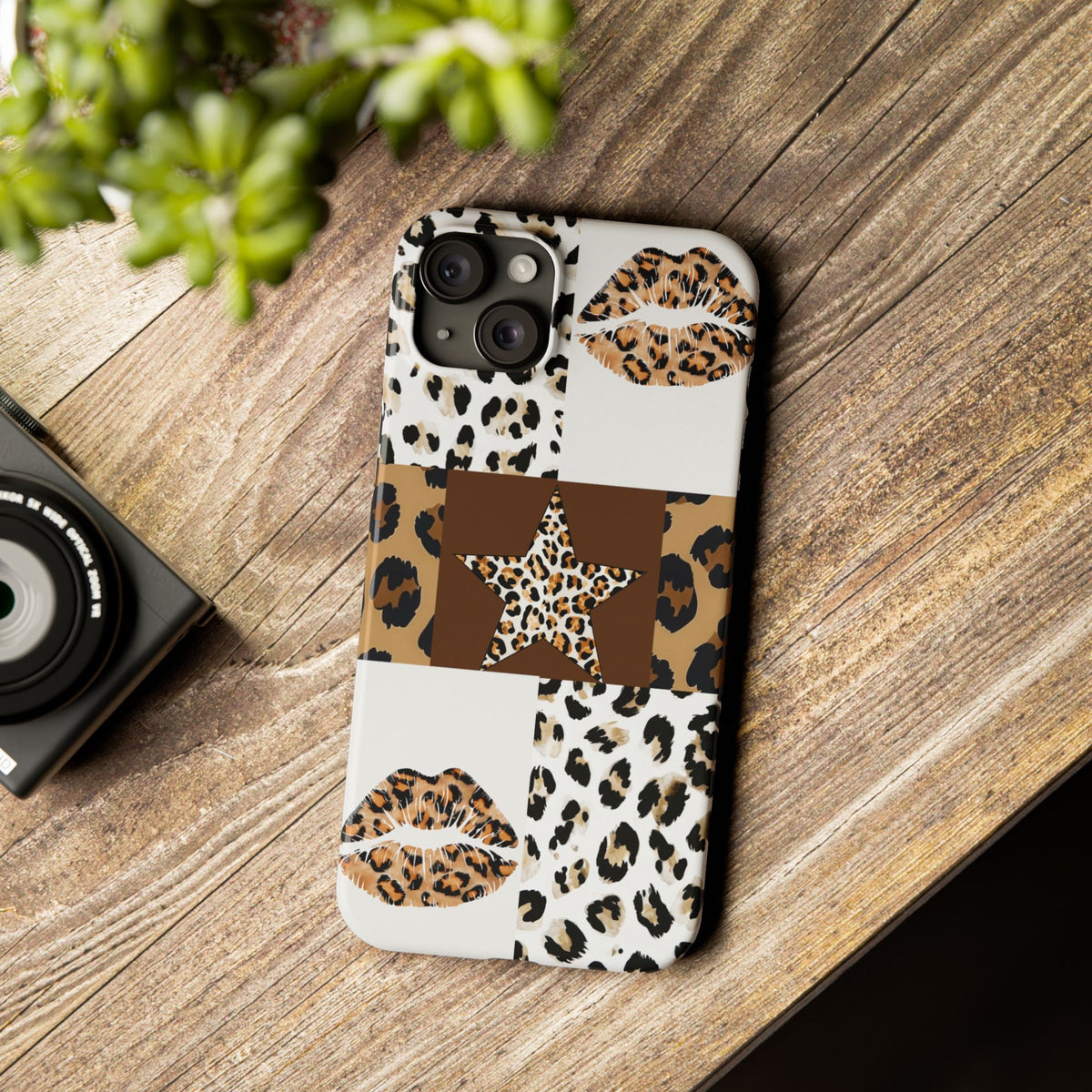 Leopard Kiss Patchwork—  Slim iphone Case