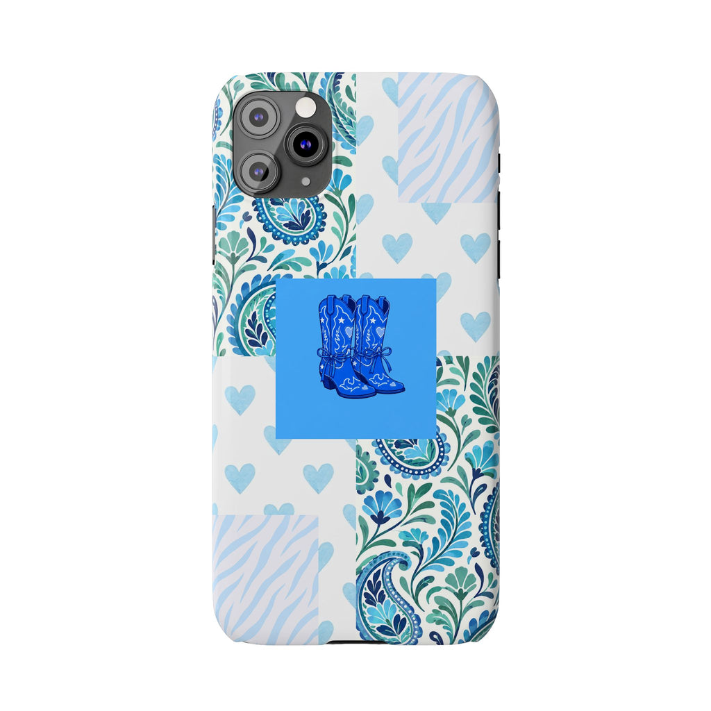 Blue Boot Multi Pattern  – Slim iphone Case