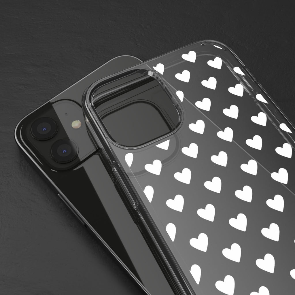 White Heart Pattern — Clear Phone Case
