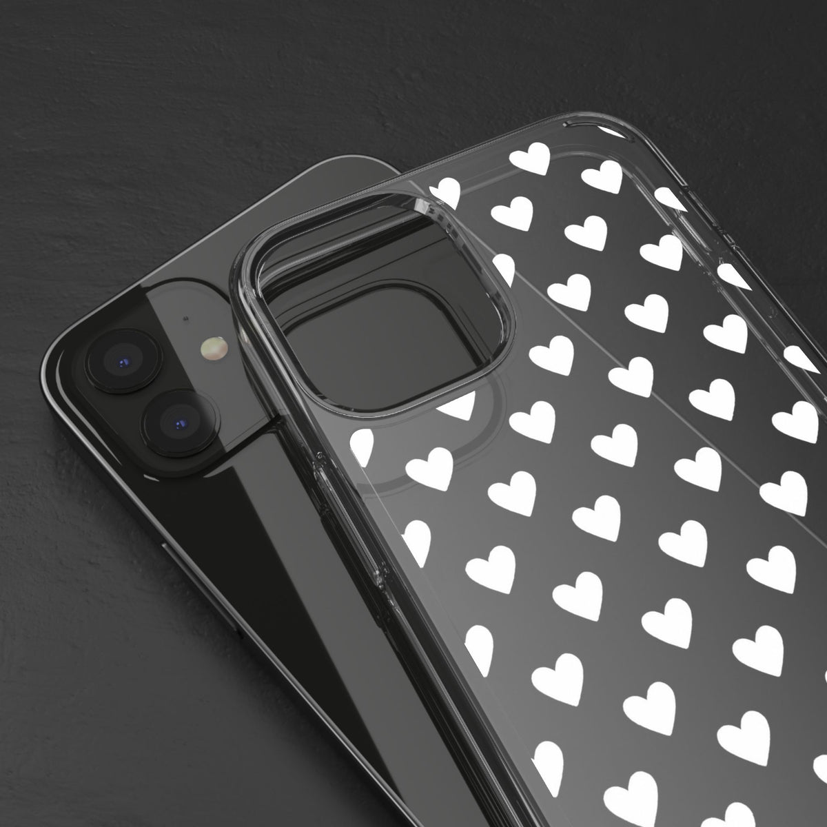 White Heart Pattern — Clear Phone Case
