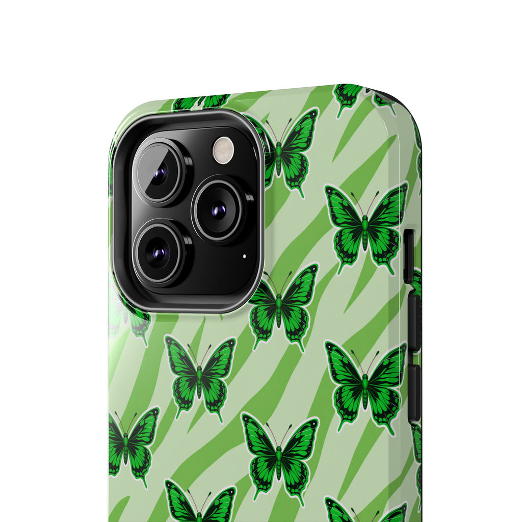Green Butterfly and Zebra —Tough Phone Case