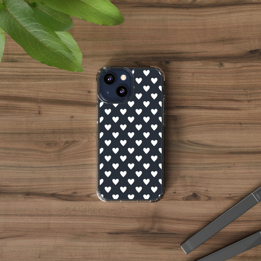White Heart Pattern — Clear Phone Case