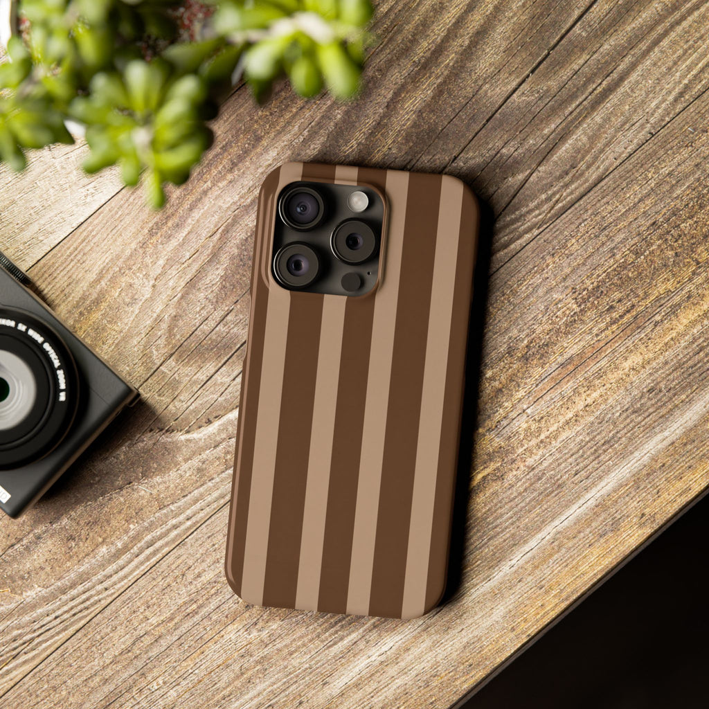 Retro Brown Stripes— Slim iphone Case