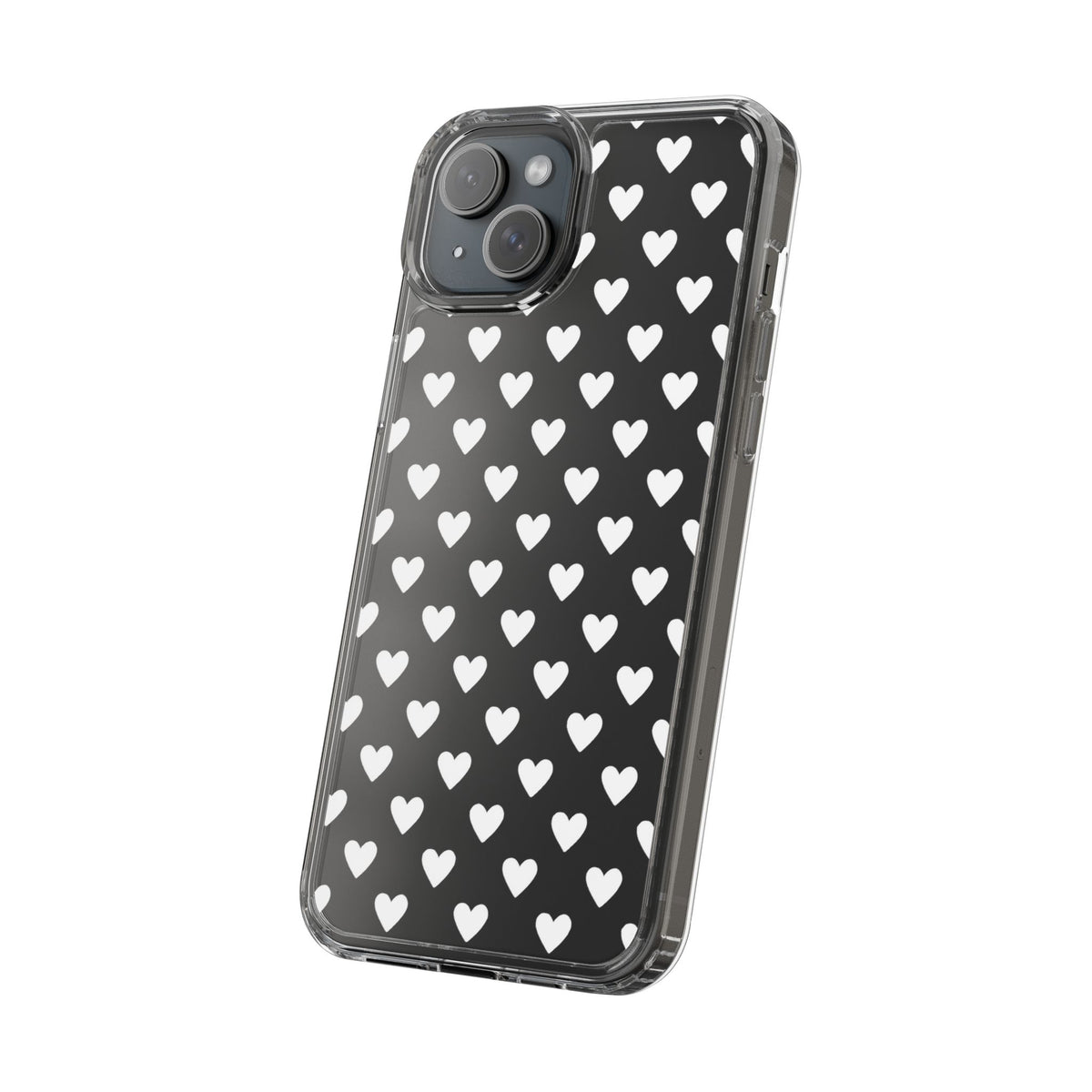 White Heart Pattern — Clear Phone Case