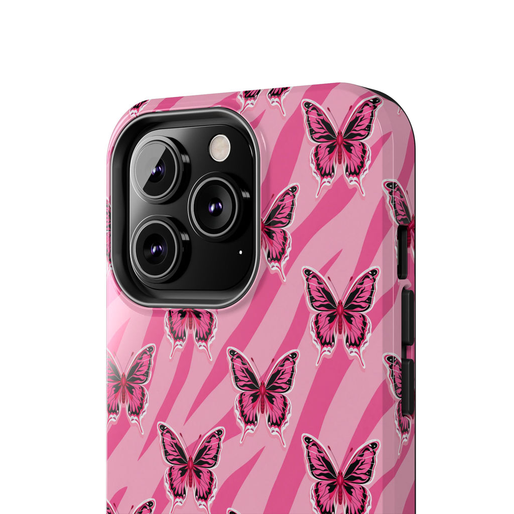 Pink Butterfly and Zebra— Tough Phone Case