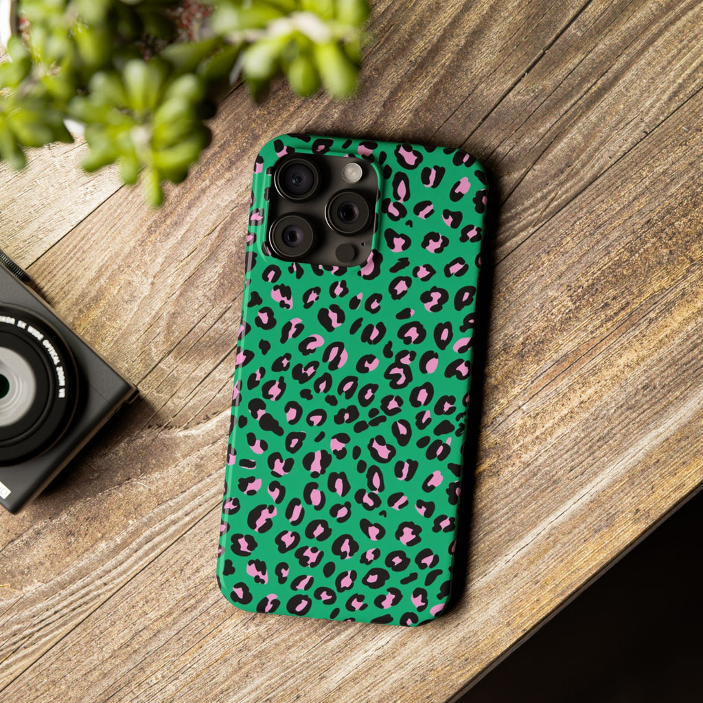 Green & Pink Leopard — Slim iphone Case