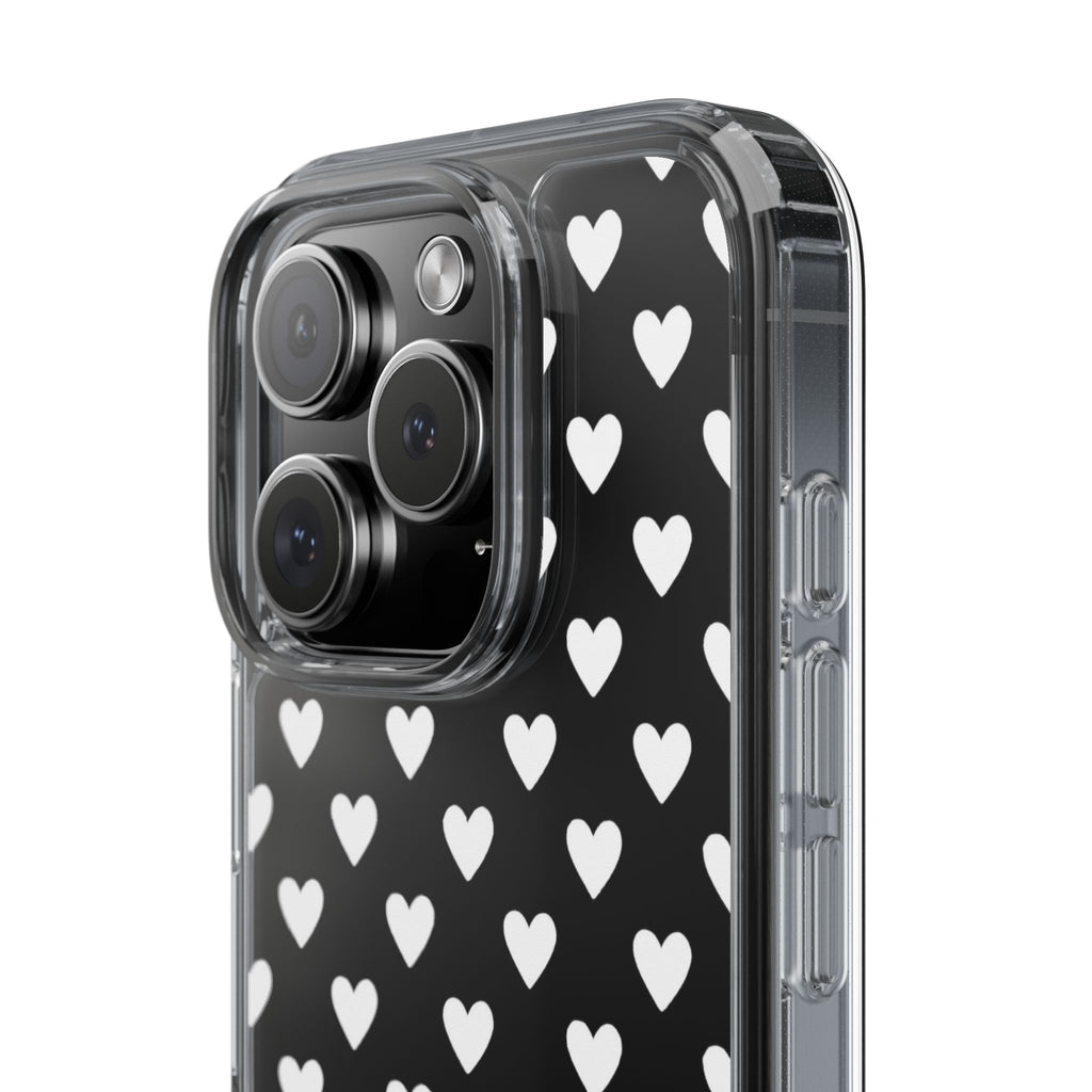 White Heart Pattern — Clear Phone Case