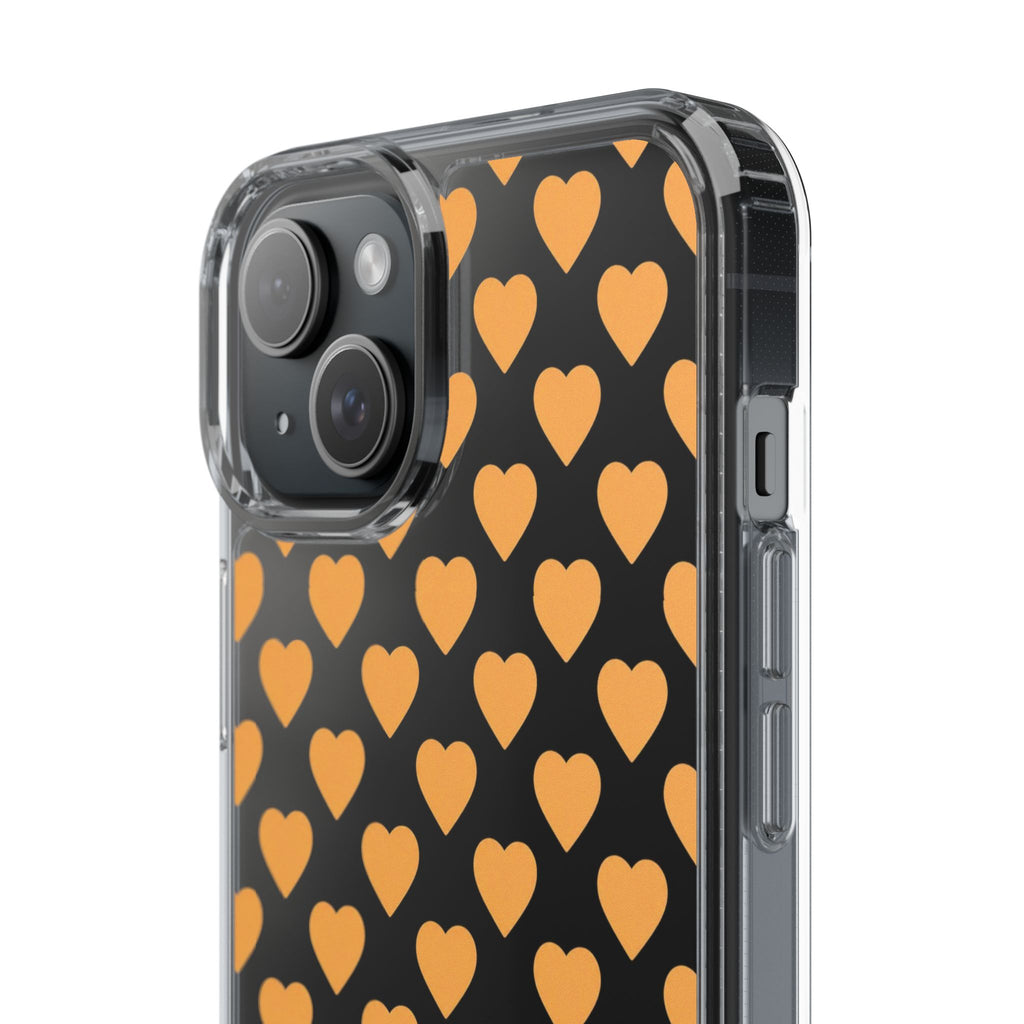 Orange Heart Pattern— Clear Phone Case