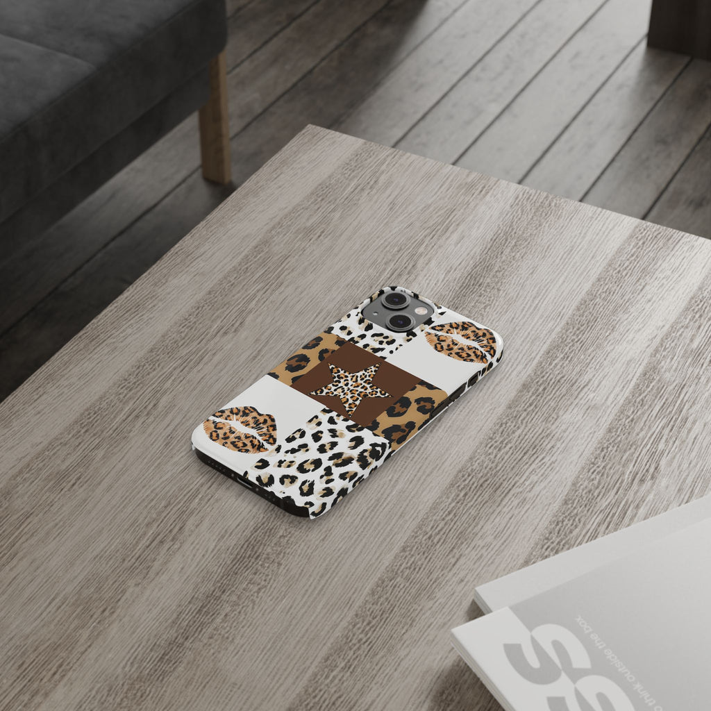Leopard Kiss Patchwork—  Slim iphone Case