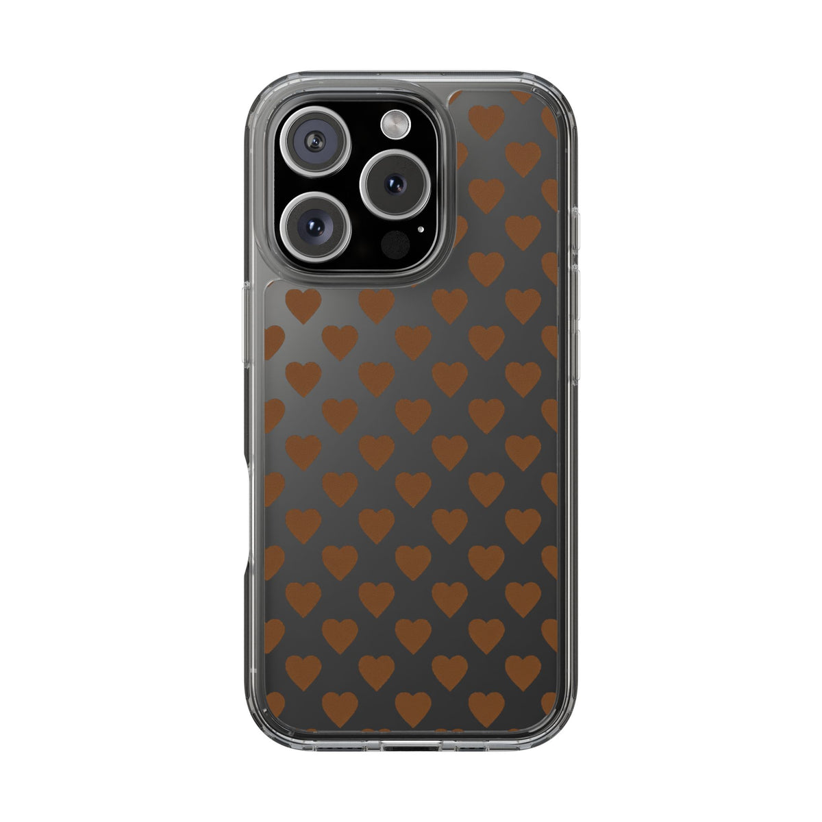 Brown Heart Pattern — Clear Phone Case
