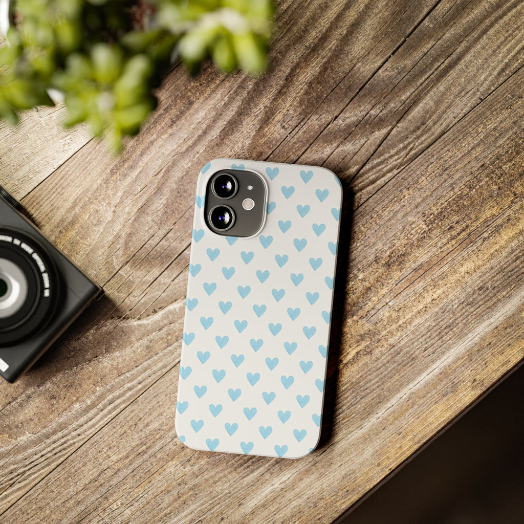 Blue Heart Pattern - Slim iphone Case