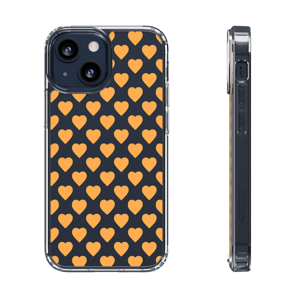 Orange Heart Pattern— Clear Phone Case