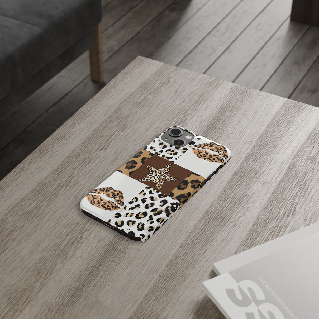 Leopard Kiss Patchwork—  Slim iphone Case