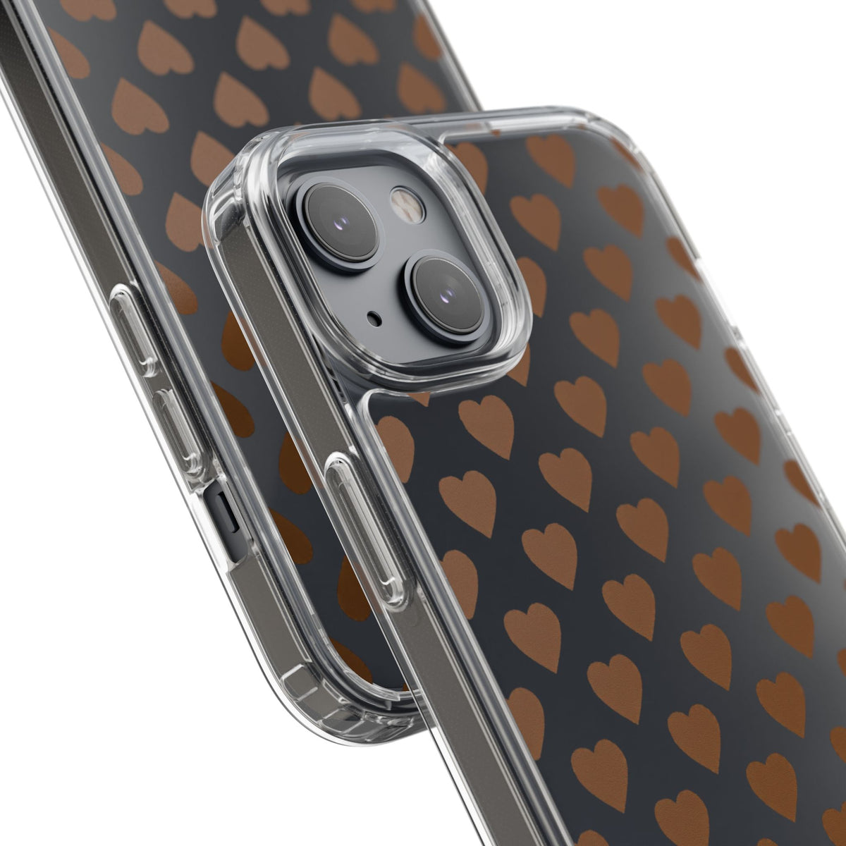 Brown Heart Pattern — Clear Phone Case