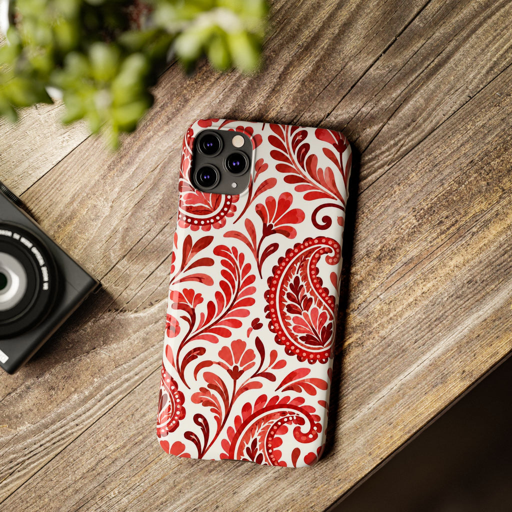Red Paisley Pattern — Slim iphone Case