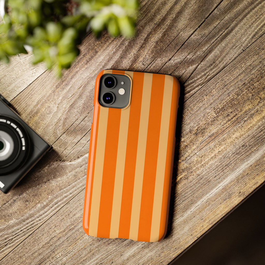 Retro Orange Stripes - Slim iphone Case