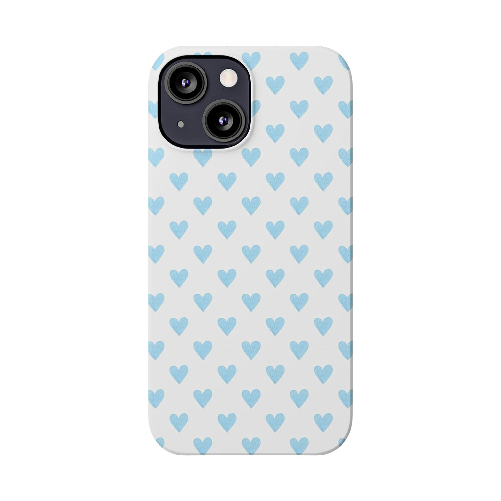 Blue Heart Pattern - Slim iphone Case