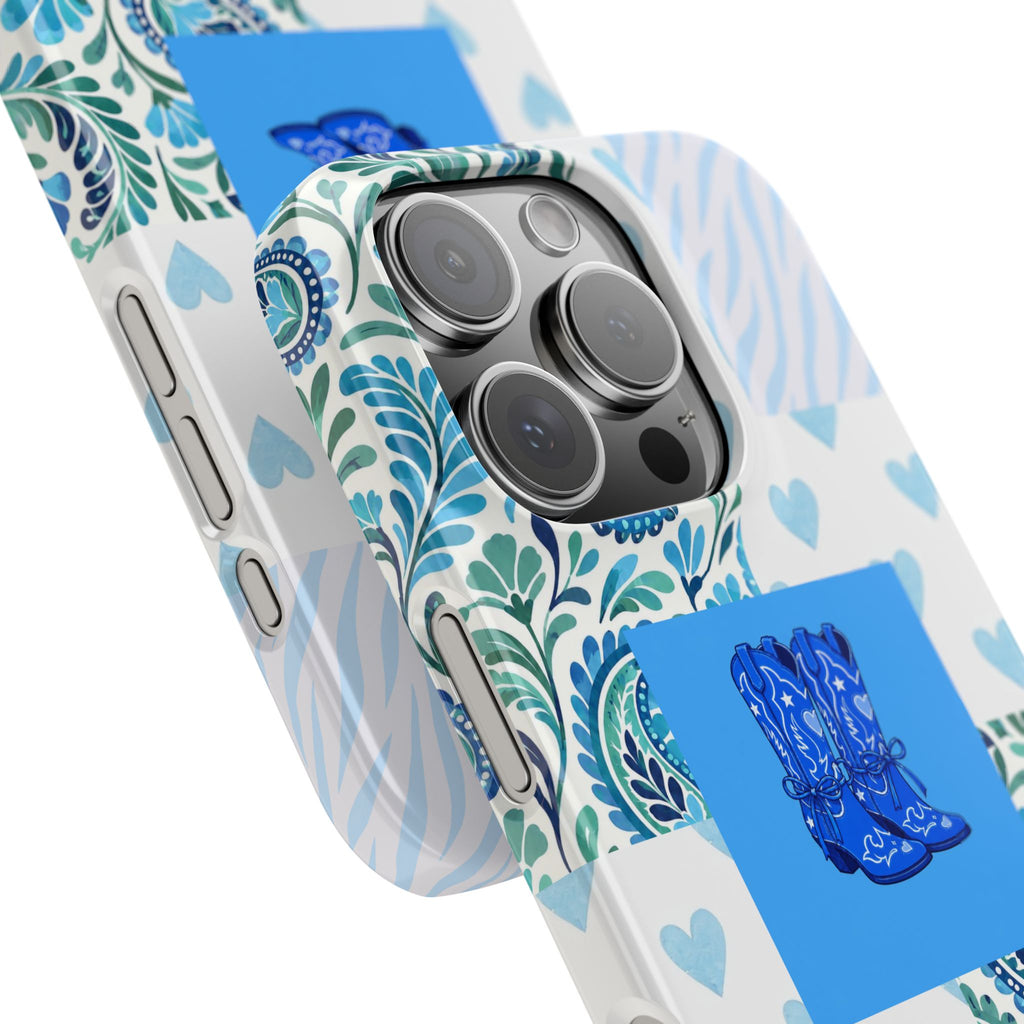 Blue Boot Multi Pattern  – Slim iphone Case