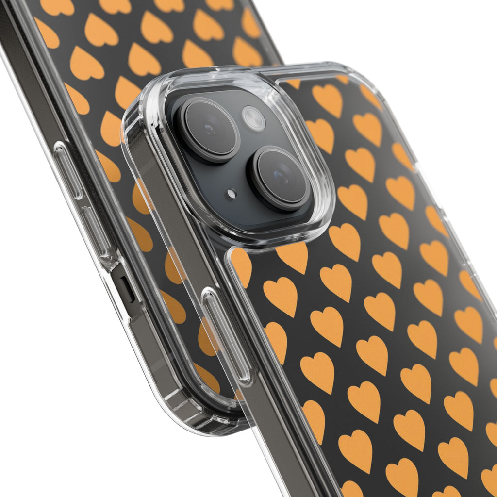 Orange Heart Pattern— Clear Phone Case