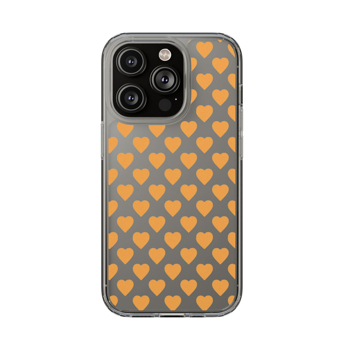 Orange Heart Pattern— Clear Phone Case