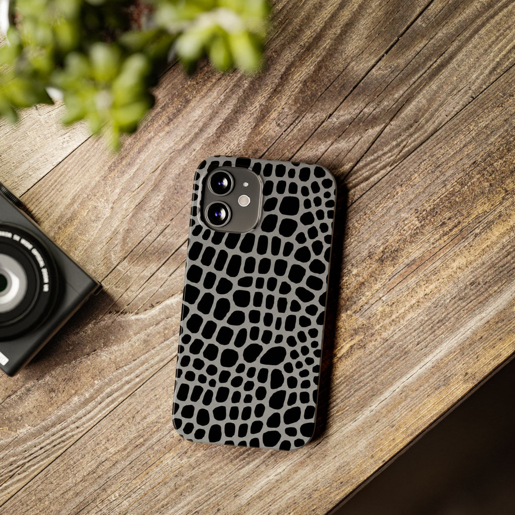Black & Grey Gator - Slim iphone Case