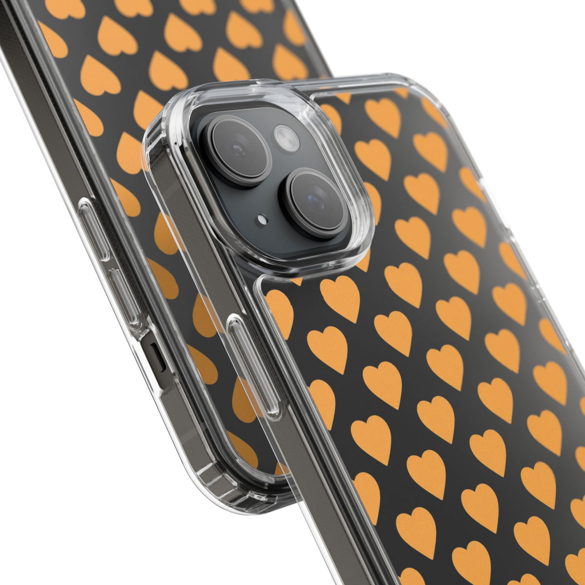 Orange Heart Pattern— Clear Phone Case