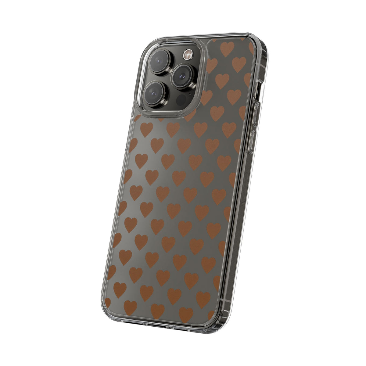 Brown Heart Pattern — Clear Phone Case
