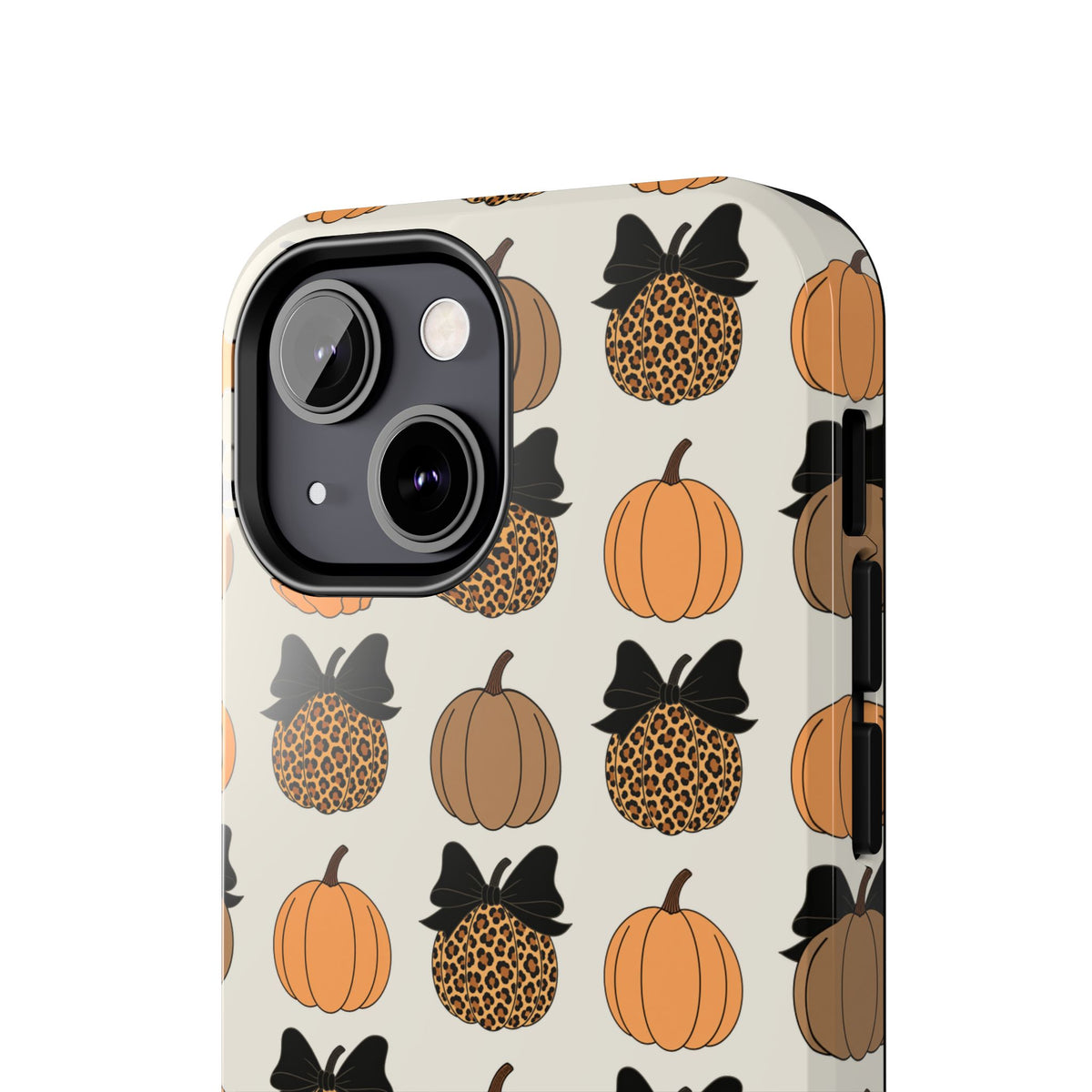 Leopard & Pumpkin Pattern Tough Phone Case — Fall Halloween Protective Cover