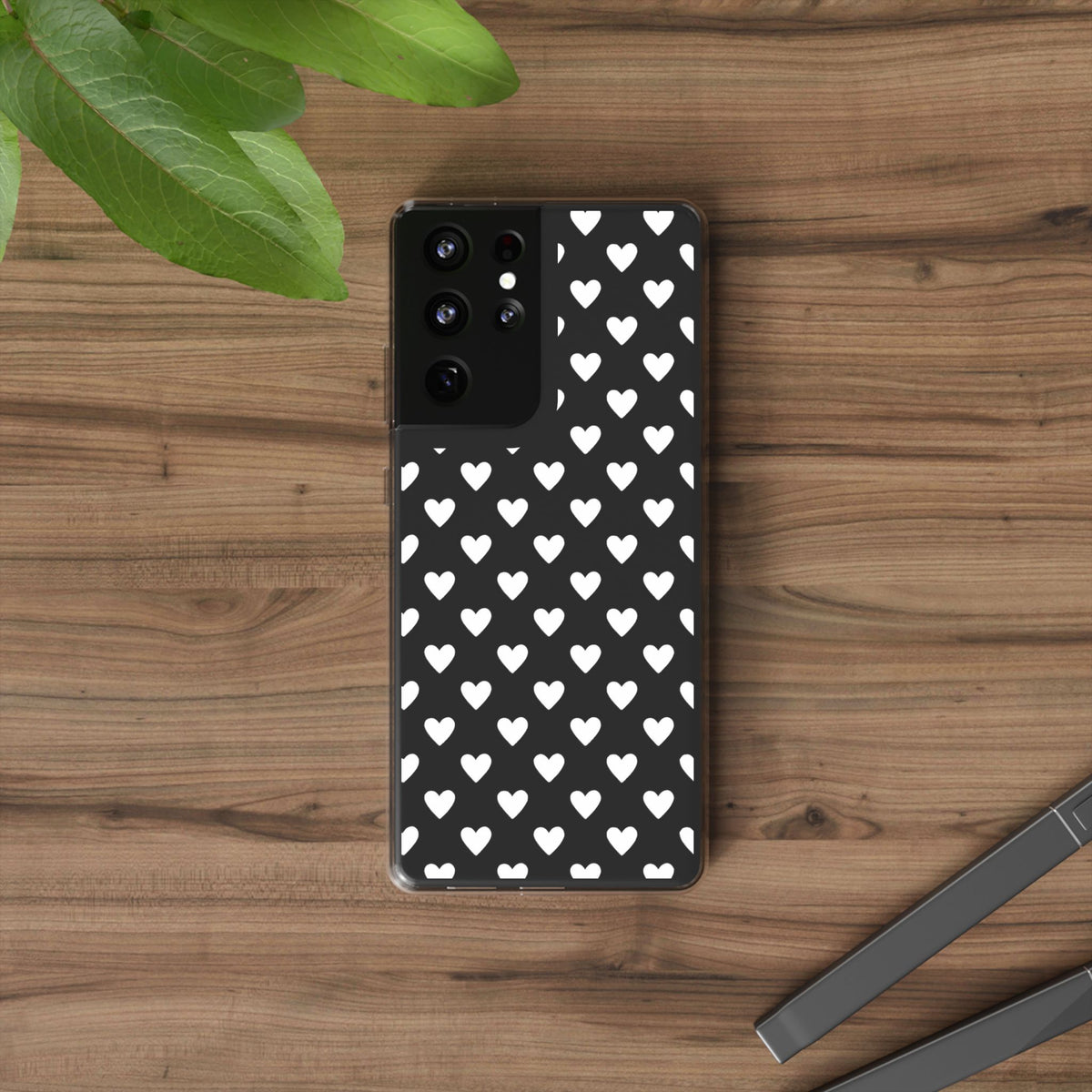 White Heart Pattern — Clear Phone Case