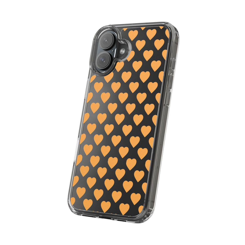 Orange Heart Pattern— Clear Phone Case