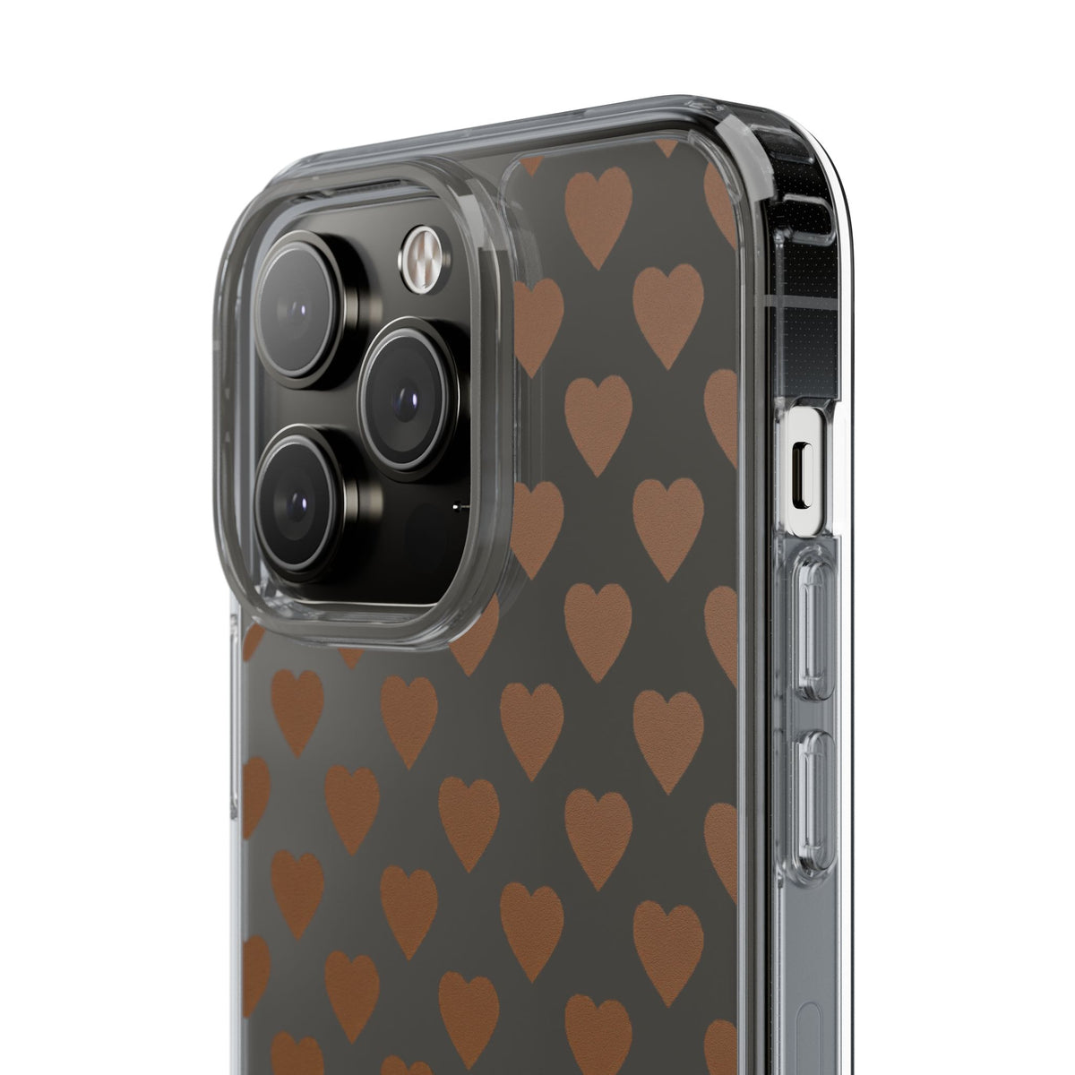 Brown Heart Pattern — Clear Phone Case