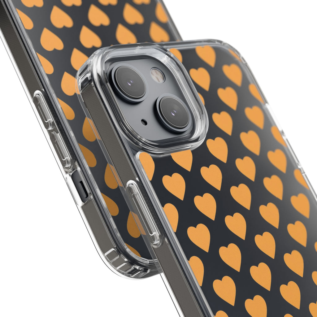 Orange Heart Pattern— Clear Phone Case