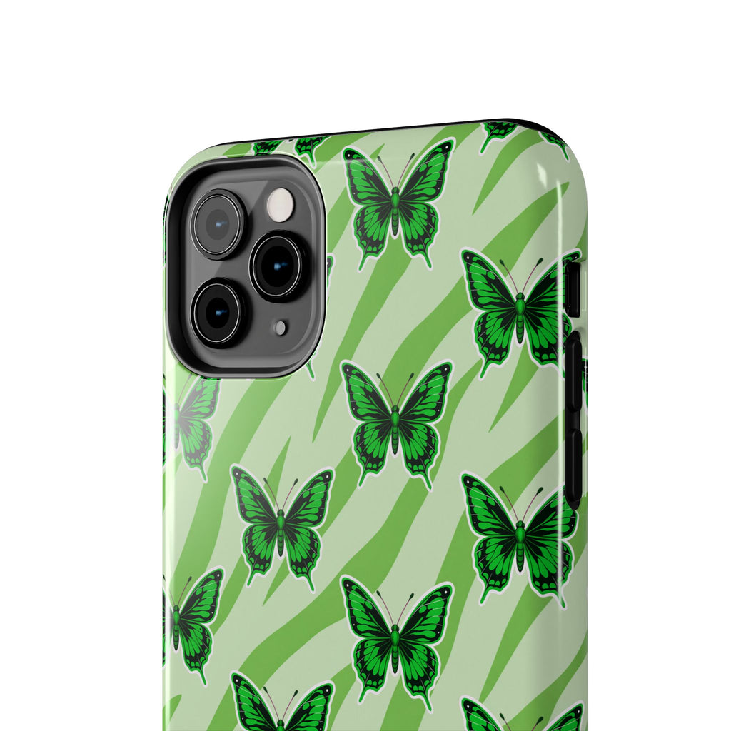 Green Butterfly and Zebra —Tough Phone Case