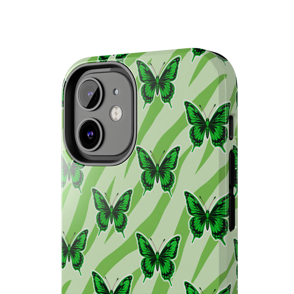 Green Butterfly and Zebra —Tough Phone Case