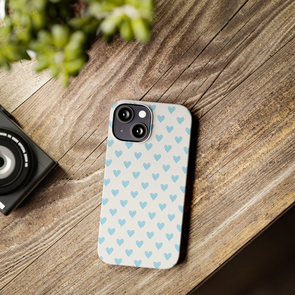 Blue Heart Pattern - Slim iphone Case