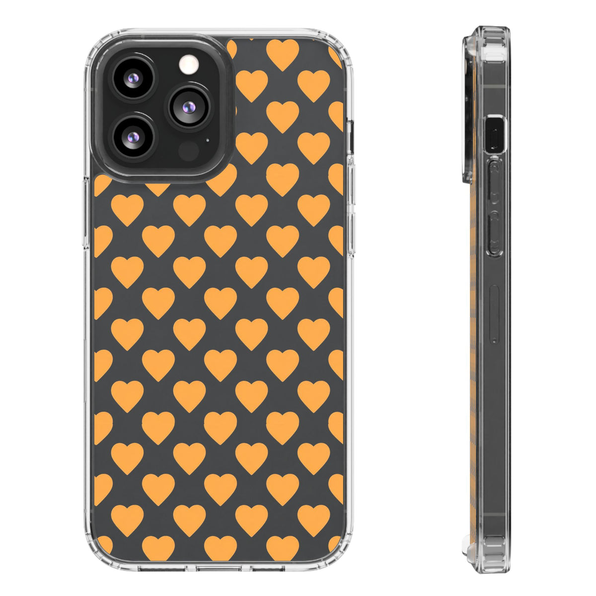 Orange Heart Pattern— Clear Phone Case