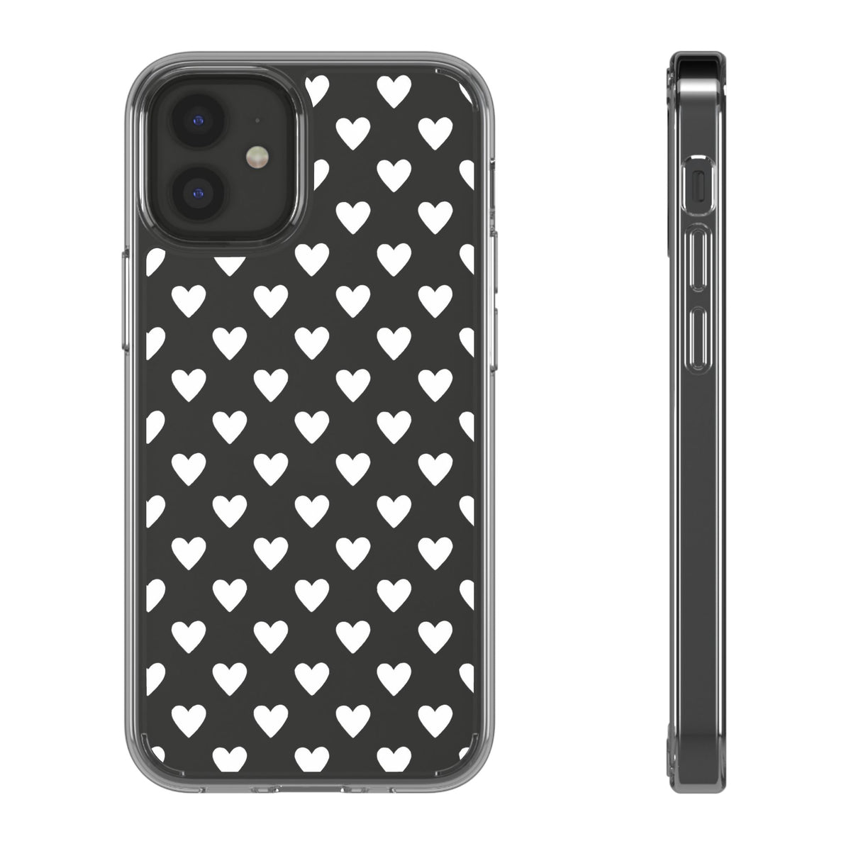 White Heart Pattern — Clear Phone Case