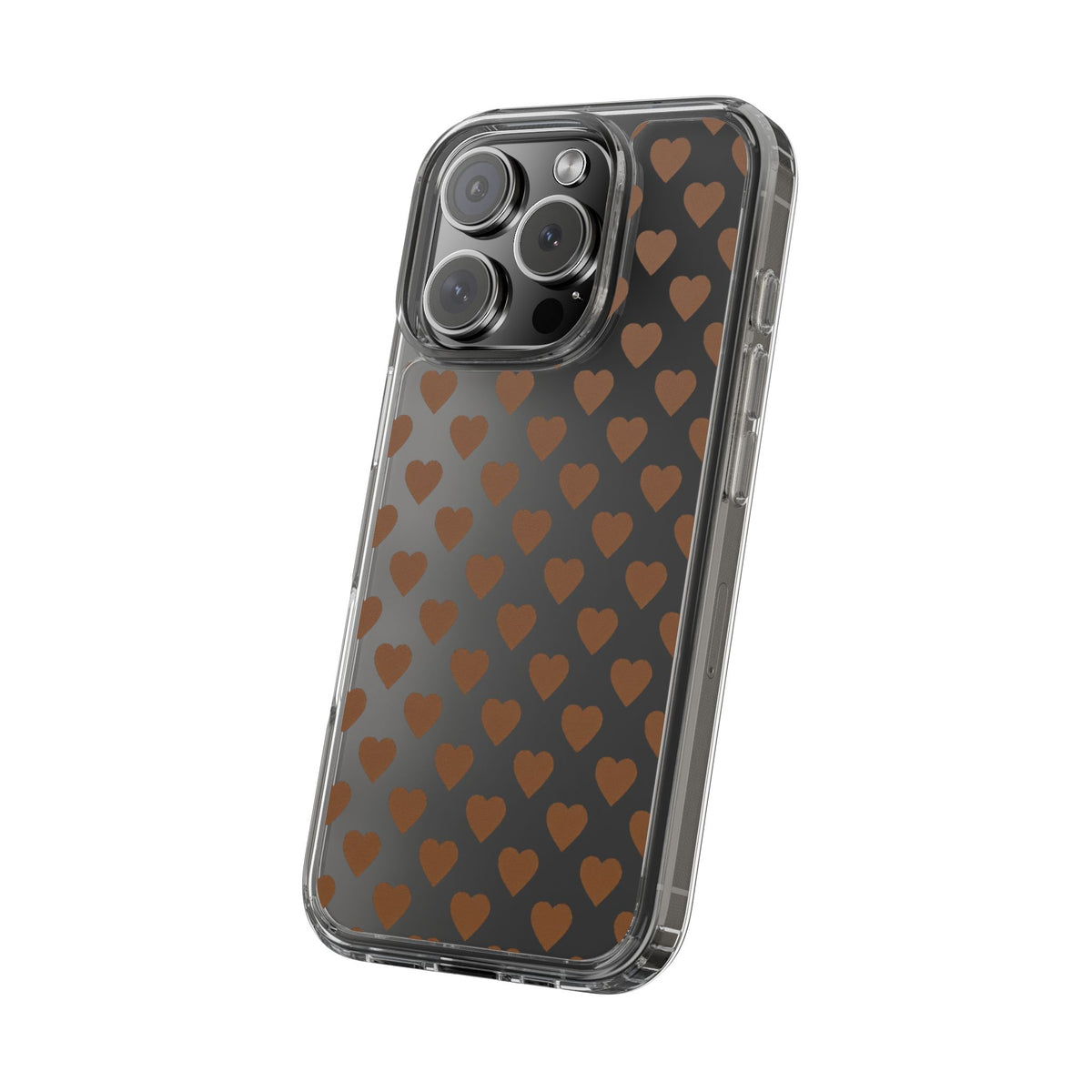 Brown Heart Pattern — Clear Phone Case