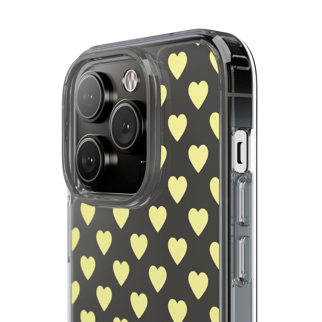 Yellow Heart Pattern — Clear Phone Case