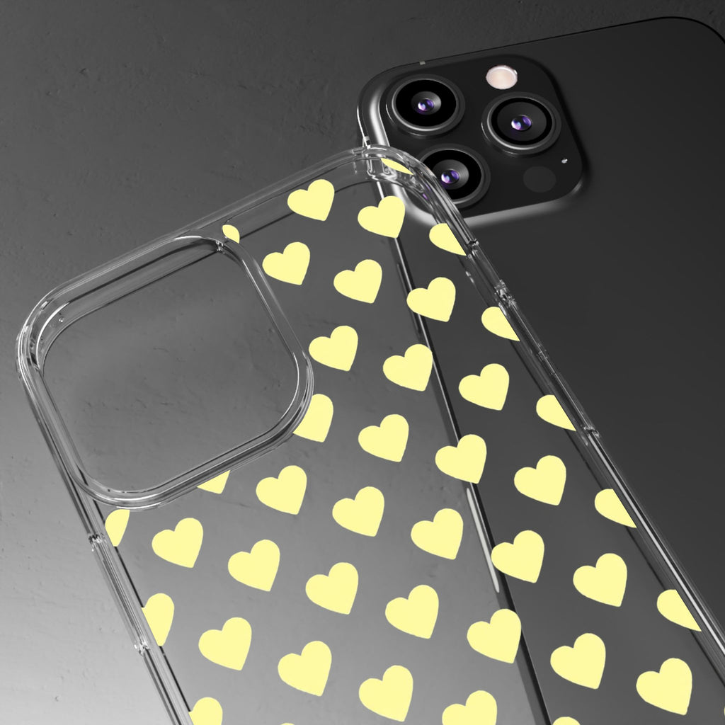 Yellow Heart Pattern — Clear Phone Case