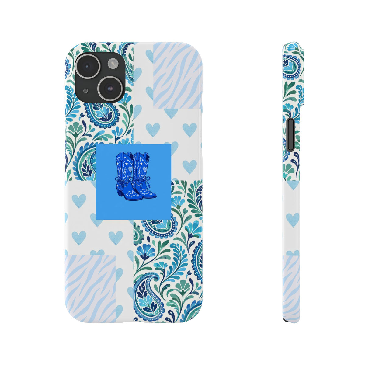 Blue Boot Multi Pattern  – Slim iphone Case