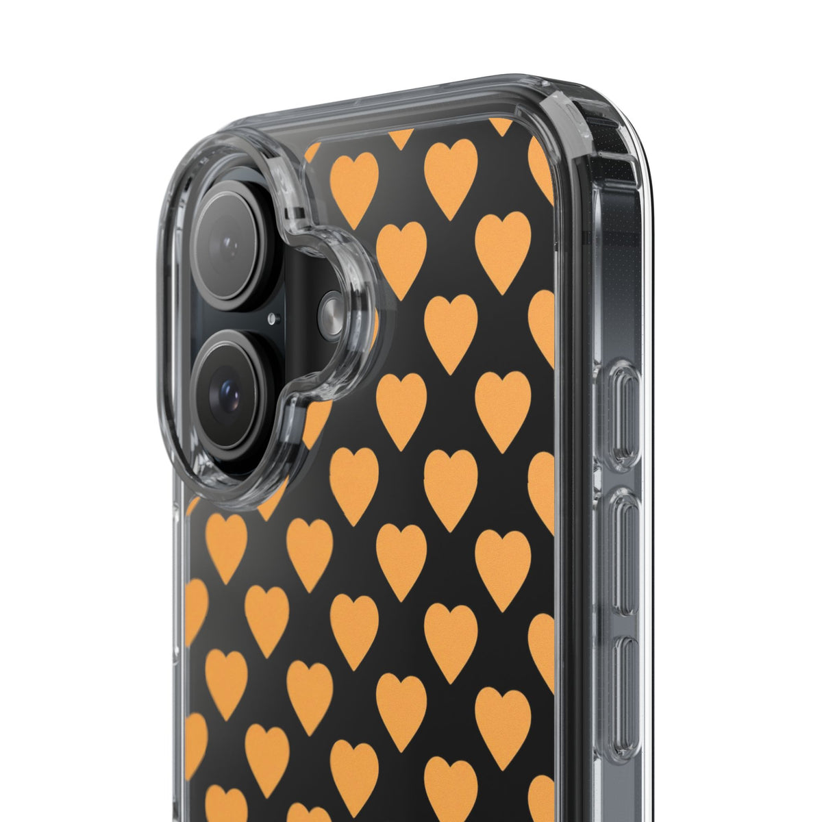 Orange Heart Pattern— Clear Phone Case