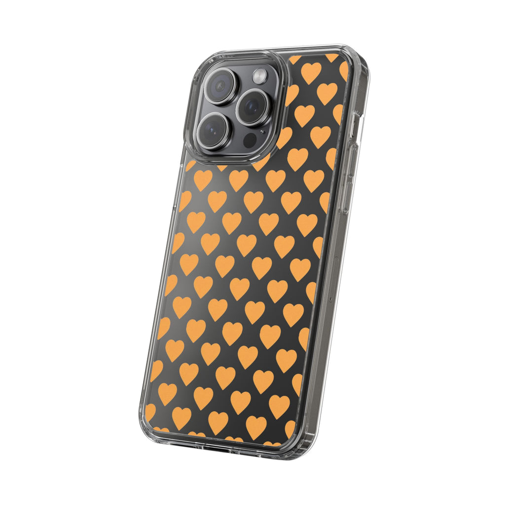 Orange Heart Pattern— Clear Phone Case