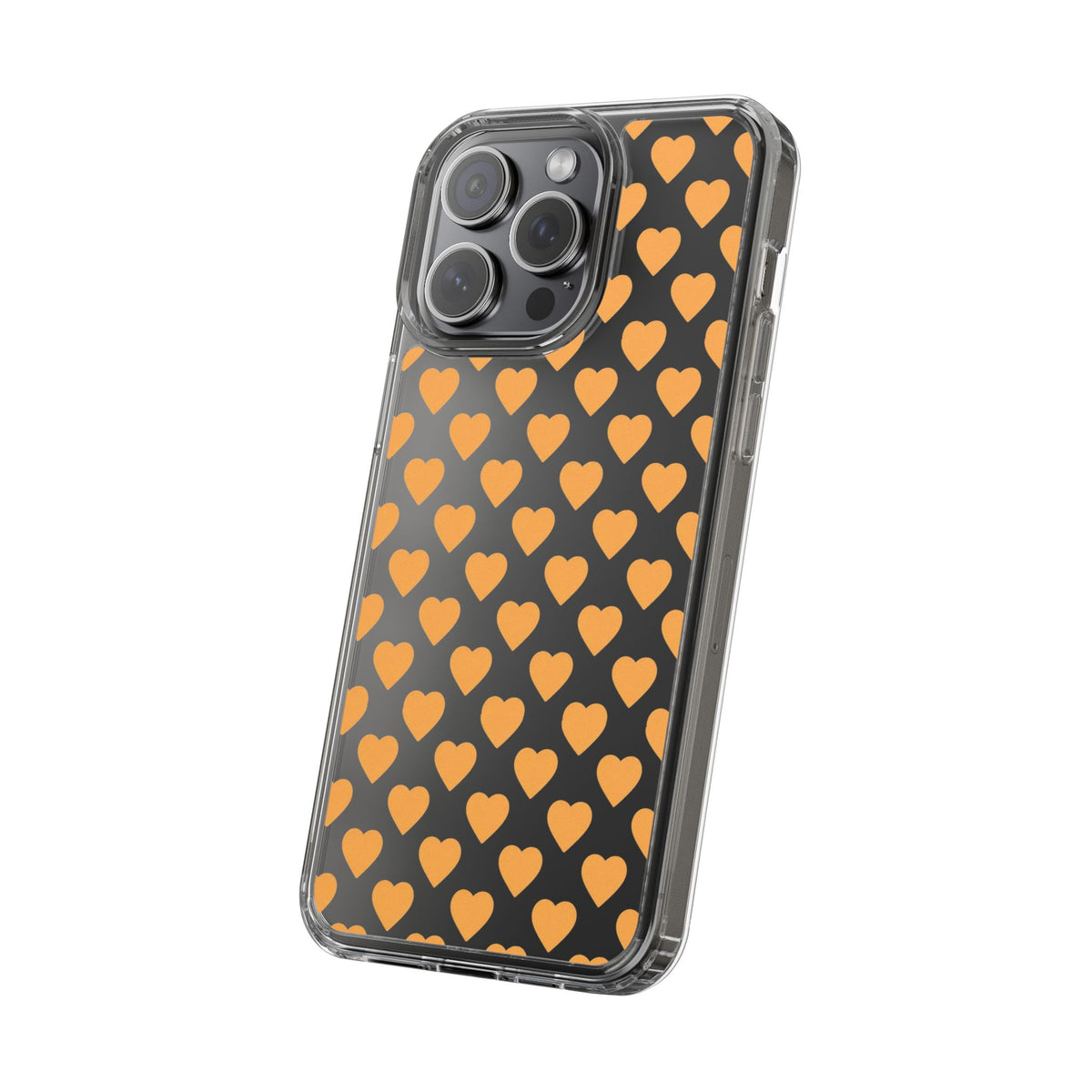 Orange Heart Pattern— Clear Phone Case