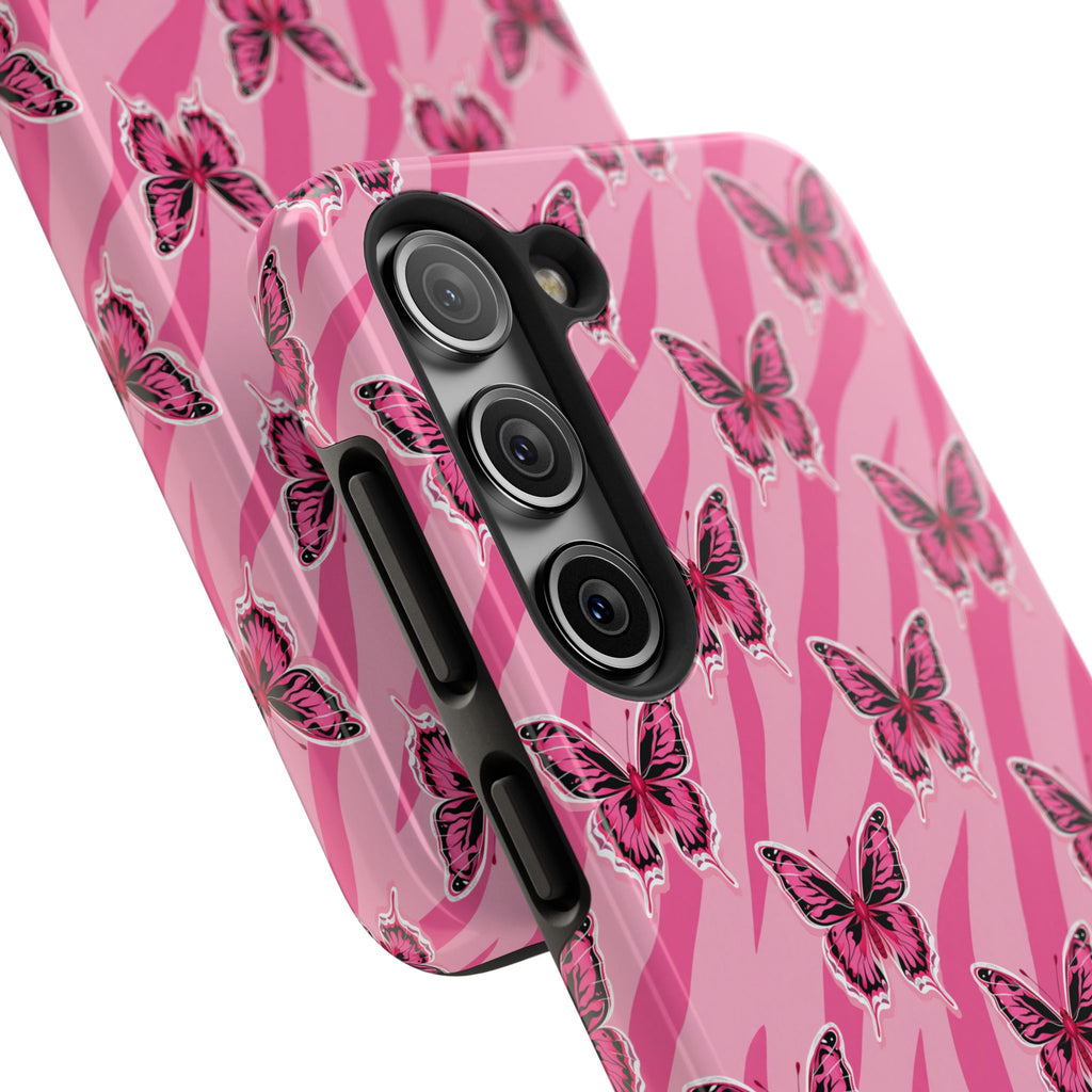 Pink Butterfly and Zebra— Tough Phone Case