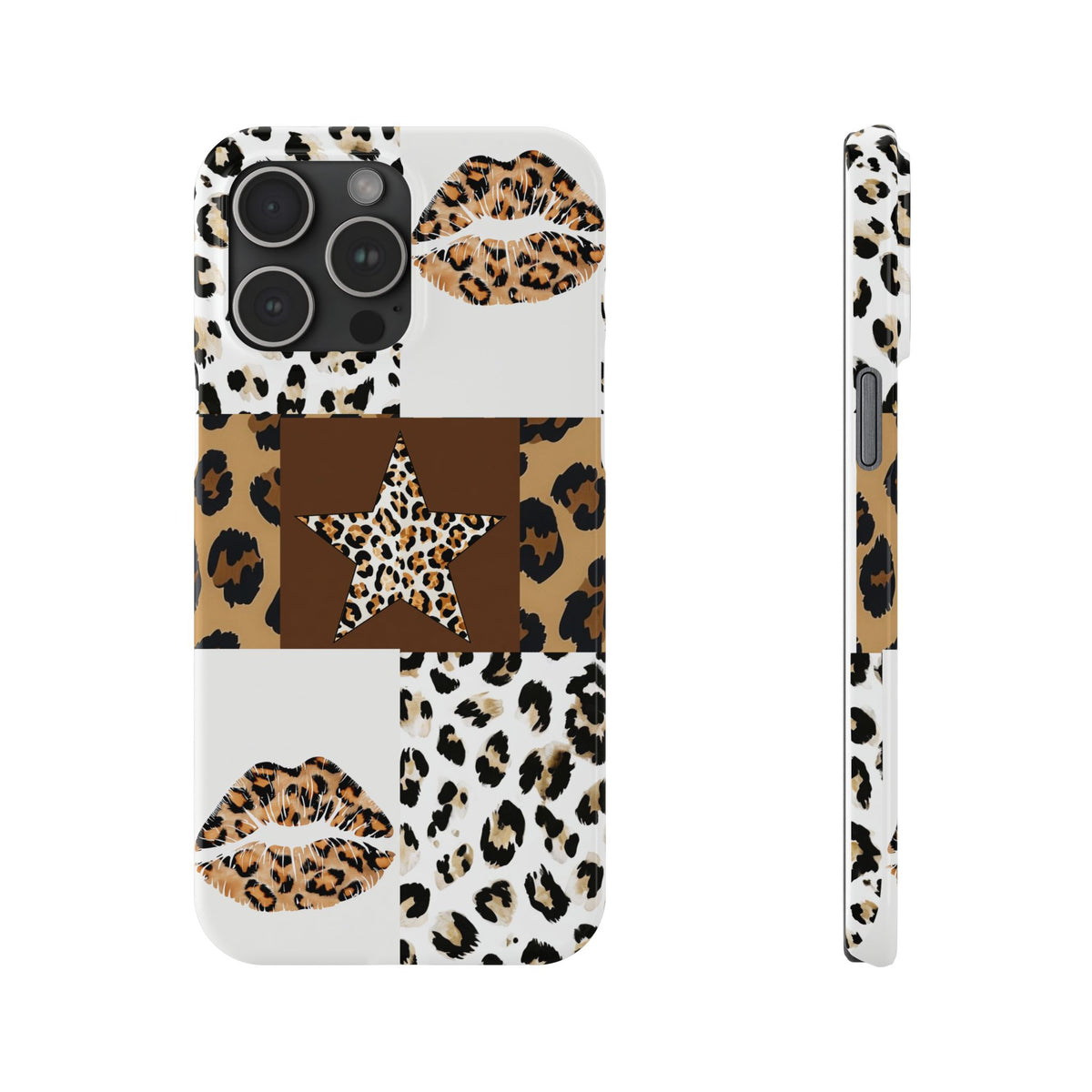 Leopard Kiss Patchwork—  Slim iphone Case