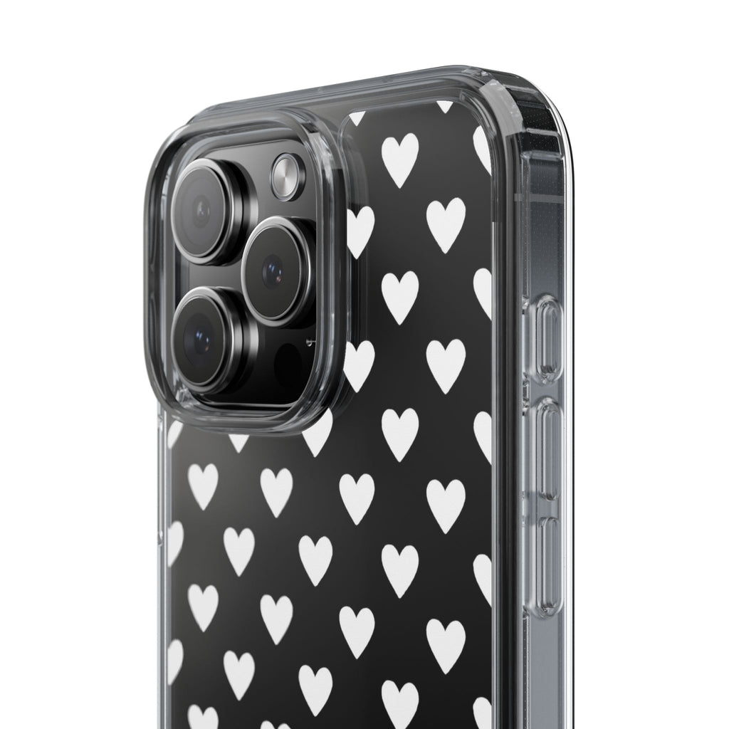 White Heart Pattern — Clear Phone Case