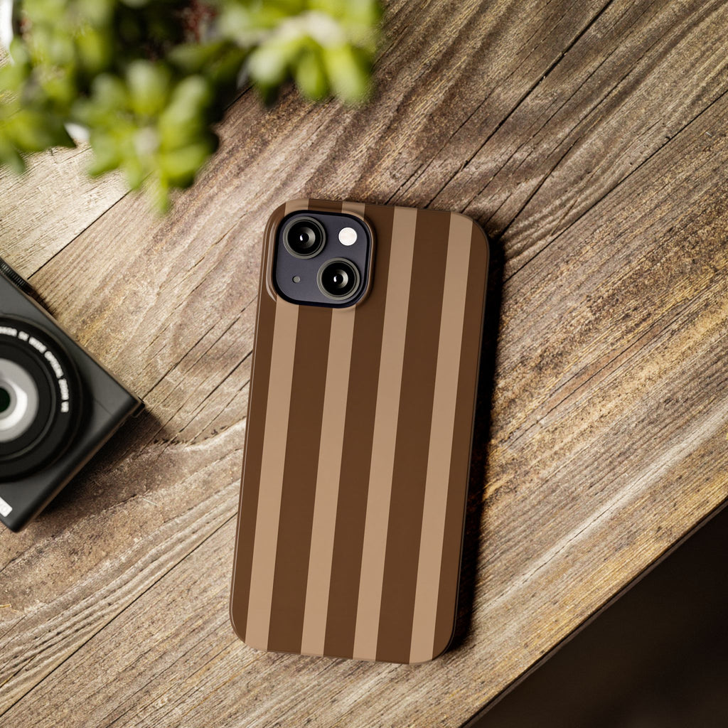 Retro Brown Stripes— Slim iphone Case